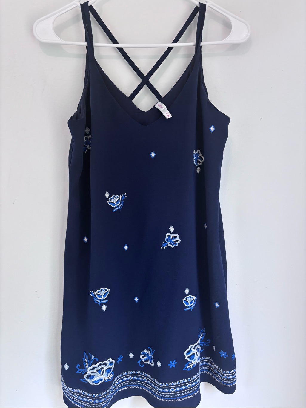Xhilaration Navy Blue Crisscross Strap Slip Top